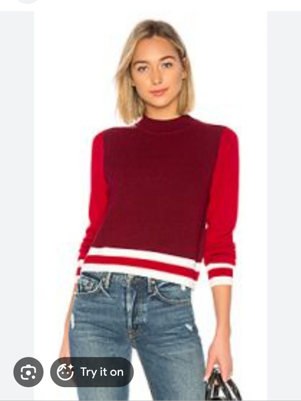 rag & bone Dean Two-Tone Red and Burgundy Crewneck Sweater Size M